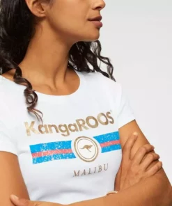 KangaROOS T-Shirt mit Label Metallic Print Hellgrau-meliert, Türkis, Schwarz, Marine -KangaROOS Verkaufsladen 29745503