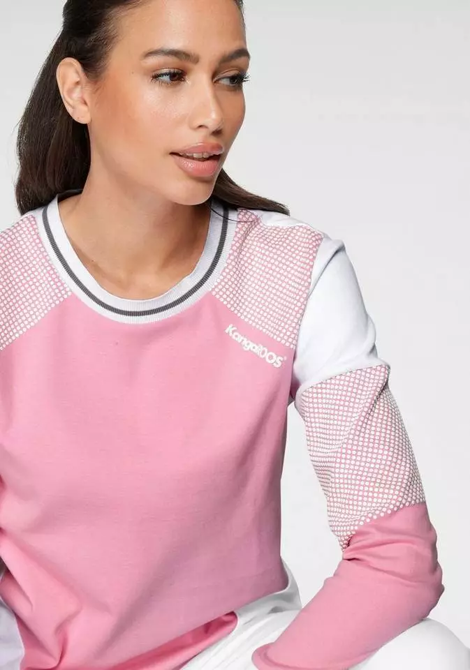 KangaROOS Sweatshirt im Colorblocking-Design mit Pünktchen Rosa-weiß-hellgrau-bedruckt, Schwarz-hellgrau-meliert, Himbeere-meliert, Marine-hellblau 3 KangaROOS Sweatshirt im Colorblocking-Design mit Pünktchen Rosa-weiß-hellgrau-bedruckt, Schwarz-hellgrau-meliert, Himbeere-meliert, Marine-hellblau – Bild 3