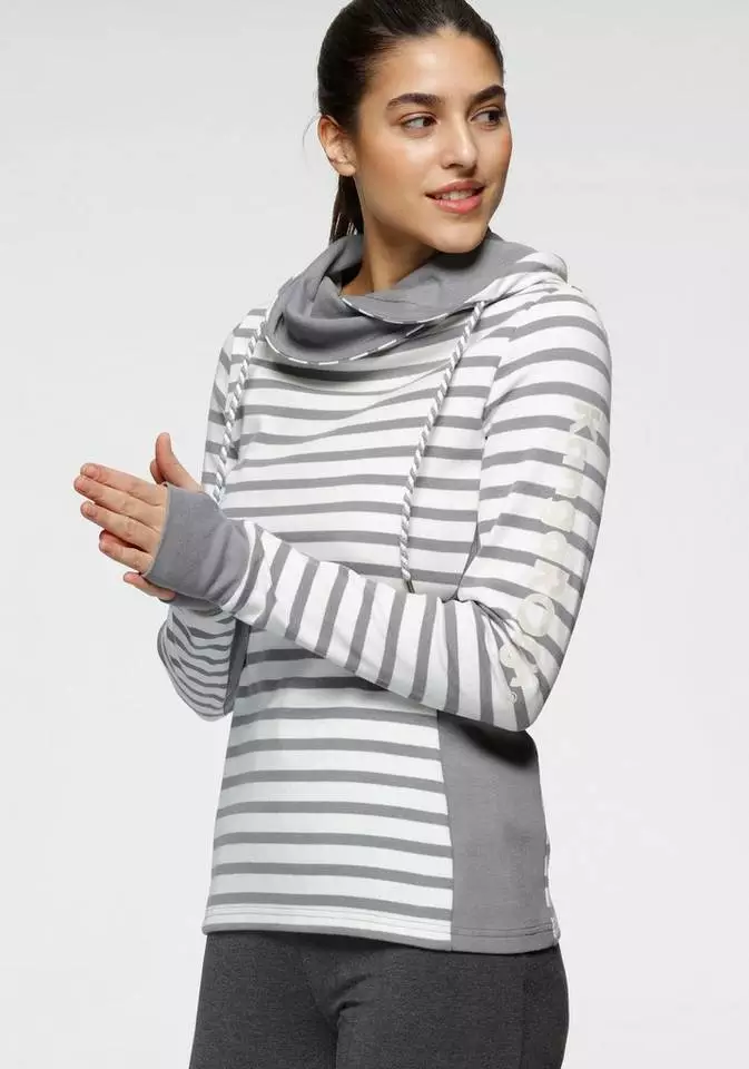 KangaROOS Streifenpullover mit tollem hohen Kragen und Tunnelzug - NEUE KOLLEKTION Grafit-wollweiß, Hellblau-marine 1 KangaROOS Streifenpullover mit tollem hohen Kragen und Tunnelzug - NEUE KOLLEKTION Grafit-wollweiß, Hellblau-marine