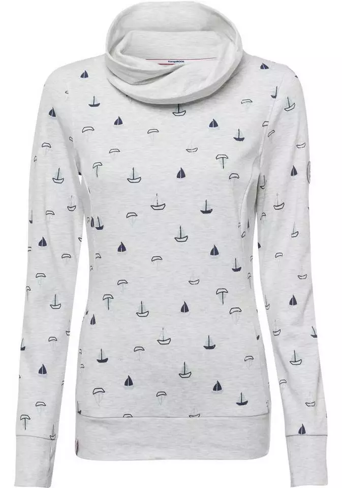 KangaROOS Sweatshirt mit wärmendem Schlauchkragen und Allover-Print Anthrazit-meliert, Ecru-meliert, Himbeere-gemustert 5 KangaROOS Sweatshirt mit wärmendem Schlauchkragen und Allover-Print Anthrazit-meliert, Ecru-meliert, Himbeere-gemustert – Bild 5