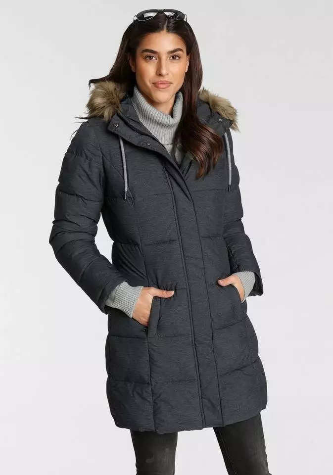 KangaROOS Steppjacke mit kuscheligem, abnehmbarem Fellimitat-Kragen an der Kapuze - NEUE KOLLEKTION Jeansblau-meliert, Schwarz-meliert 7 KangaROOS Steppjacke mit kuscheligem, abnehmbarem Fellimitat-Kragen an der Kapuze - NEUE KOLLEKTION Jeansblau-meliert, Schwarz-meliert – Bild 7