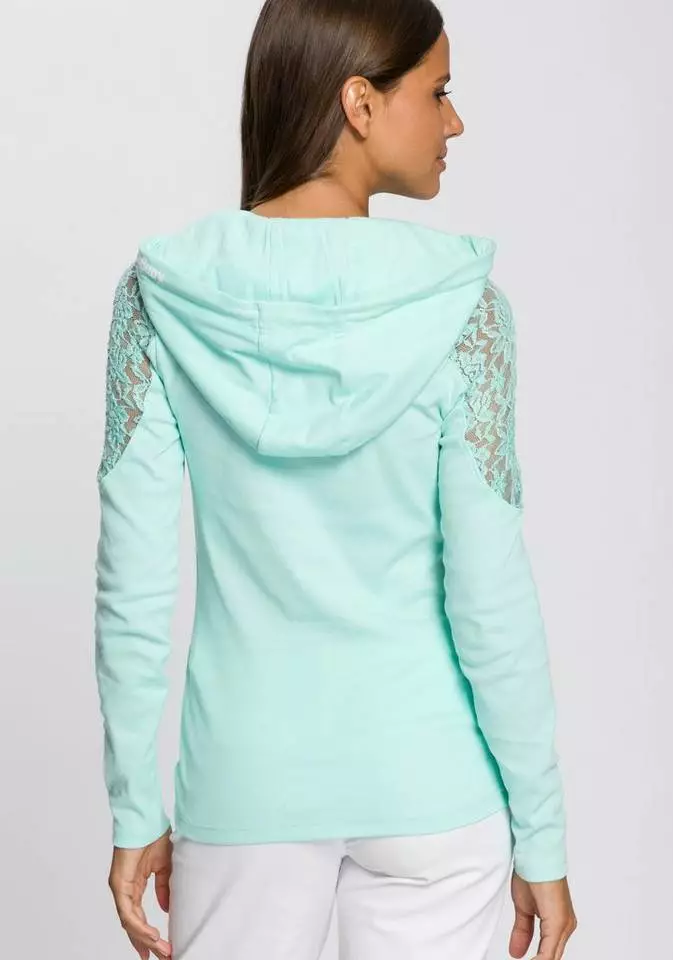 KangaROOS Kapuzenshirt mit Spitzendetail Türkis, Offwhite, Altrosa, Schwarz 2 KangaROOS Kapuzenshirt mit Spitzendetail Türkis, Offwhite, Altrosa, Schwarz – Bild 2