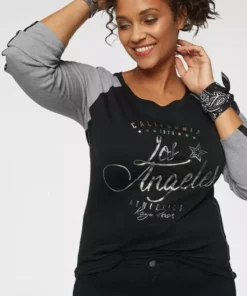 KangaROOS Longsleeve mit Metallic-Print vorne Marine-blau, Schwarz-grau-meliert, Wei&szlig;-hellgrau-meliert, Beere -KangaROOS Verkaufsladen 30207810