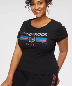 KangaROOS T-Shirt mit Label Metallic Print Hellgrau-meliert, Türkis, Schwarz, Marine -KangaROOS Verkaufsladen 30208043