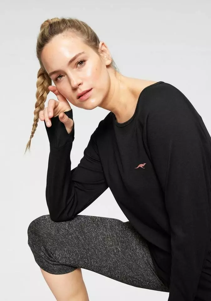 KangaROOS Langarmshirt Große Größen Schwarz, Petrol 3 KangaROOS Langarmshirt Große Größen Schwarz, Petrol – Bild 3