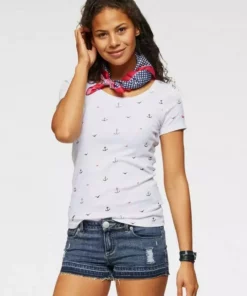 KangaROOS T-Shirt mit Anker, Schiffchen oder Reh-Print Hellgrau-meliert, Marine, Rost, Schwarz -KangaROOS Verkaufsladen 30551395