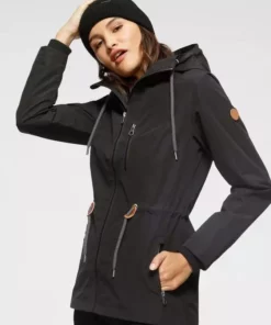 KangaROOS Langjacke mit bedrucktem Innenfutter Altrosa, Schwarz, Rauchblau