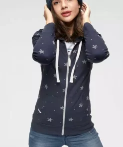 KangaROOS Sweatjacke mit maritimem Seestern Alloverprint