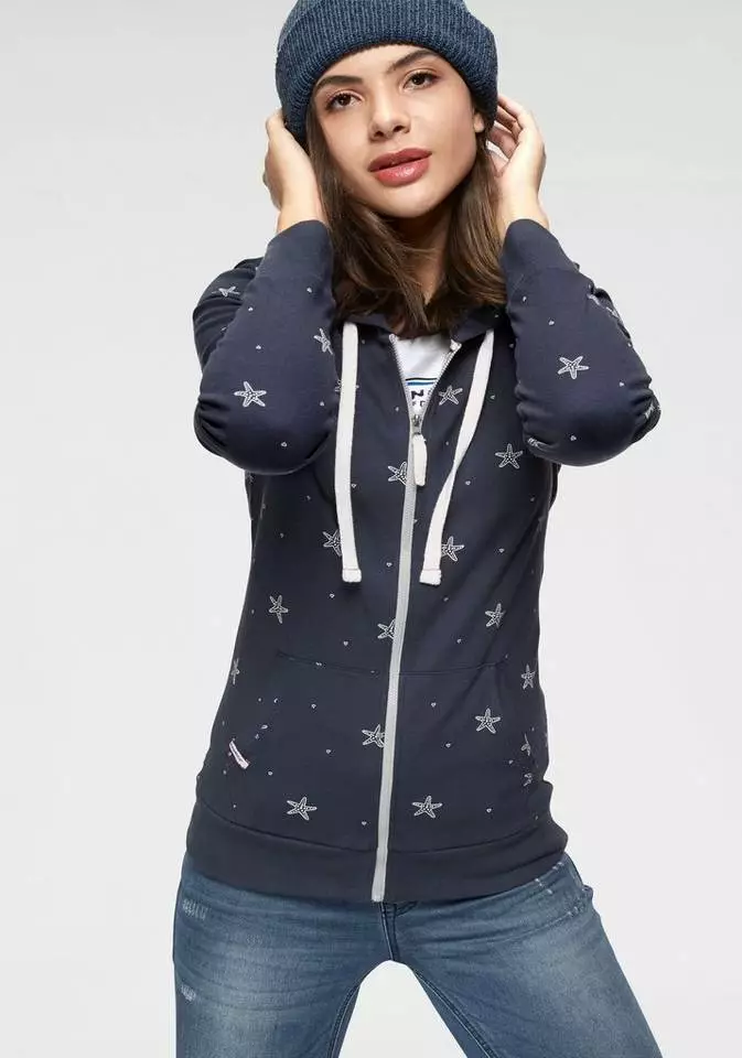 KangaROOS Sweatjacke mit maritimem Seestern Alloverprint 1 KangaROOS Sweatjacke mit maritimem Seestern Alloverprint