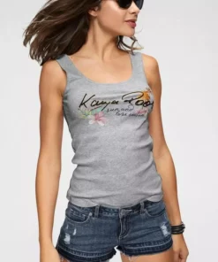 KangaROOS Tanktop mit femininem Frontdruck Hellgrau-meliert, Marine, Schwarz-bedruckt, Apricot -KangaROOS Verkaufsladen 30739474