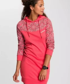 KangaROOS Sweatkleid mit schönem Print im Ärmel- und Brustbereich Hellrot-gemustert, Schwarz-gemustert, Marine-gemustert, Ecru-melange-bedruckt
