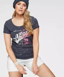 KangaROOS T-Shirt mit auffälligem Druck Marine-meliert-bedruckt, Pink-bedruckt, Schwarz, Weiß -KangaROOS Verkaufsladen 31120256