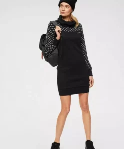 KangaROOS Sweatkleid mit Print im Schulter- und Ärmelbereich Marine-weiß-gemustert, Schwarz-weiß-gemustert -KangaROOS Verkaufsladen 32476238