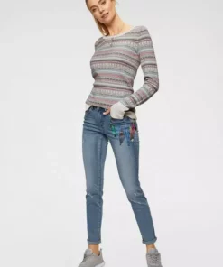 KangaROOS Rundhalspullover im bunt gemusterten Jaquard-Feinstrick Rosa-bunt, Hellgrau-meliert-bunt, Wollweiß-grau-bunt, Schwarz-rot-bunt -KangaROOS Verkaufsladen 32477390