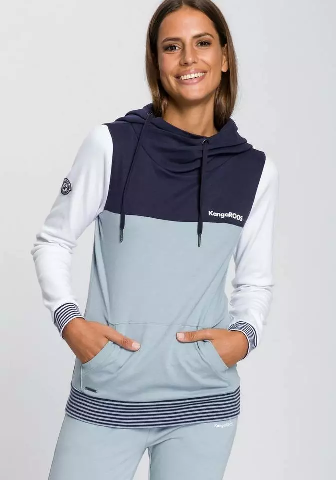 KangaROOS Kapuzensweatshirt mit modischer Kombination aus Color-Blocking und Streifen Beere-rose, Marine-nachtblau, Schwarz-weiß-hellgrau-meliert 9 KangaROOS Kapuzensweatshirt mit modischer Kombination aus Color-Blocking und Streifen Beere-rose, Marine-nachtblau, Schwarz-weiß-hellgrau-meliert – Bild 9