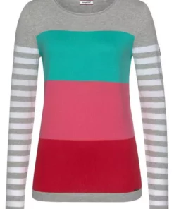 KangaROOS Rundhalspullover in modischer Streifenoptik Beere-rosa, Marine-rot-hellgrau, Hellgrau-t&uuml;rkis-pink, Wollwei&szlig;-rosa-dunkelgr&uuml;n -KangaROOS Verkaufsladen 32e5f33a 647f 534a aca1 ea412d61813a