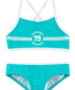 KangaROOS Bustier-Bikini »Sporty« mit sportlichem Frontdruck Schwarz, Pink, Türkis