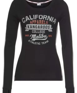 KangaROOS Longsleeve mit großem Label-Print vorne Schwarz-hellgrau-meliert, Hellgrau-meliert-rosa, Marine-wei&szlig; -KangaROOS Verkaufsladen 33404383