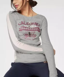 KangaROOS Longsleeve mit großem Label-Print vorne Schwarz-hellgrau-meliert, Hellgrau-meliert-rosa, Marine-wei&szlig; -KangaROOS Verkaufsladen 33404714