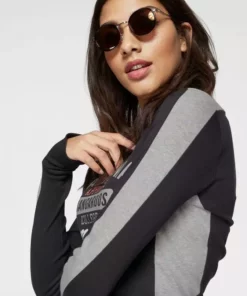 KangaROOS Longsleeve mit großem Label-Print vorne Schwarz-hellgrau-meliert, Hellgrau-meliert-rosa, Marine-wei&szlig; -KangaROOS Verkaufsladen 33404893