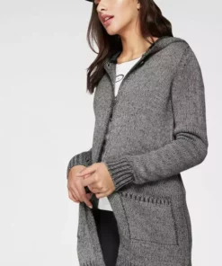 KangaROOS Kapuzenstrickjacke mit aufgesetzten Taschen und breiten Rippbündchen Marine-meliert, Rosa-meliert, Schwarz, Beige-meliert -KangaROOS Verkaufsladen 33405933