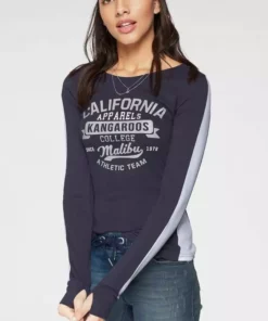 KangaROOS Longsleeve mit großem Label-Print vorne Schwarz-hellgrau-meliert, Hellgrau-meliert-rosa, Marine-wei&szlig; -KangaROOS Verkaufsladen 33406492