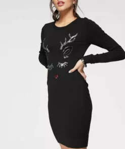 KangaROOS Strickkleid mit glitzerndem Christmas-Motiv