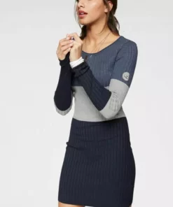 KangaROOS Strickkleid in Rippstrick und Colorblocking-Optik