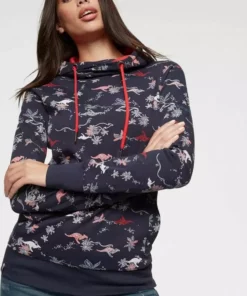 KangaROOS Kapuzensweatshirt im Allover-Print mit kontrastfarbenem Kapuzen-Futter