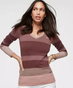 KangaROOS V-Ausschnitt-Pullover im Multicolor-Streifenmuster