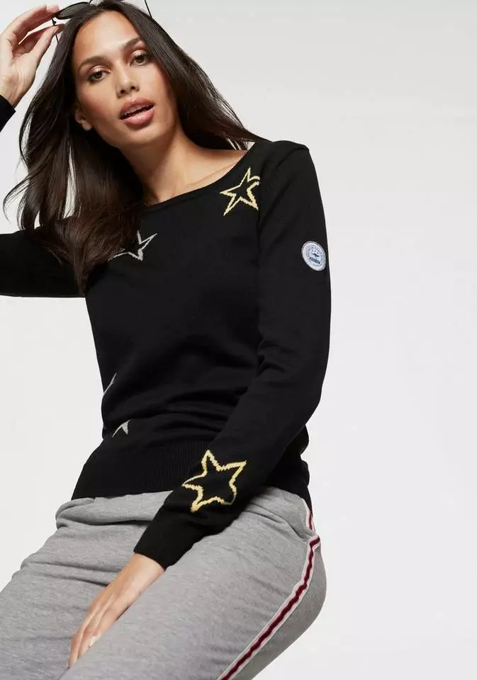 KangaROOS Rundhalspullover mit Sternen-Muster Marine, Schwarz-gelb 1 KangaROOS Rundhalspullover mit Sternen-Muster Marine, Schwarz-gelb