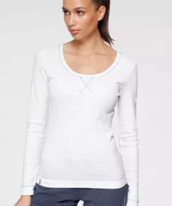 KangaROOS Langarmshirt mit großem Logo-Schriftzug am Arm - NEUE KOLLEKTION Blau-gelb, Schwarz-meliert-weiß, Weiß-himmelblau