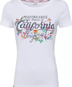 KangaROOS T-Shirt mit blumigen Logodruck im Vintage-Retro-Look - NEUE KOLLEKTION Blau-melange, Weiß -KangaROOS Verkaufsladen 3520aebe 75de 5c45 9008 29c0ffccc200