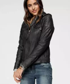 KangaROOS Lederjacke mit Kapuze aus Shirt-Ware Graublau-washed, Schwarz-washed, Stone-washed -KangaROOS Verkaufsladen 35212214