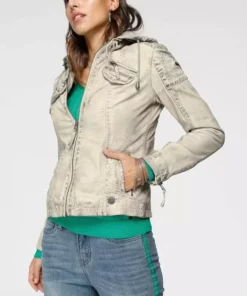 KangaROOS Lederjacke mit Kapuze aus Shirt-Ware Graublau-washed, Schwarz-washed, Stone-washed -KangaROOS Verkaufsladen 35212894