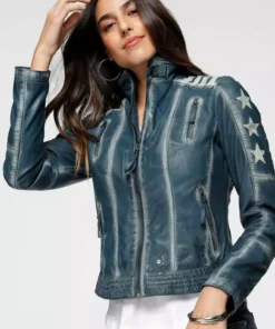 KangaROOS Bikerjacke mit vielen Ösen, Zippern und aufgenähten Sternen Black-used, Blue-used 23 KangaROOS Bikerjacke mit vielen Ösen, Zippern und aufgenähten Sternen Black-used, Blue-used -KangaROOS Verkaufsladen 35213018