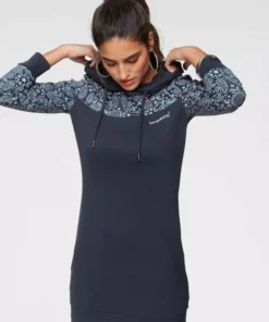 KangaROOS Sweatkleid mit schönem Print im Ärmel- und Brustbereich Hellrot-gemustert, Schwarz-gemustert, Marine-gemustert, Ecru-melange-bedruckt -KangaROOS Verkaufsladen 35213523