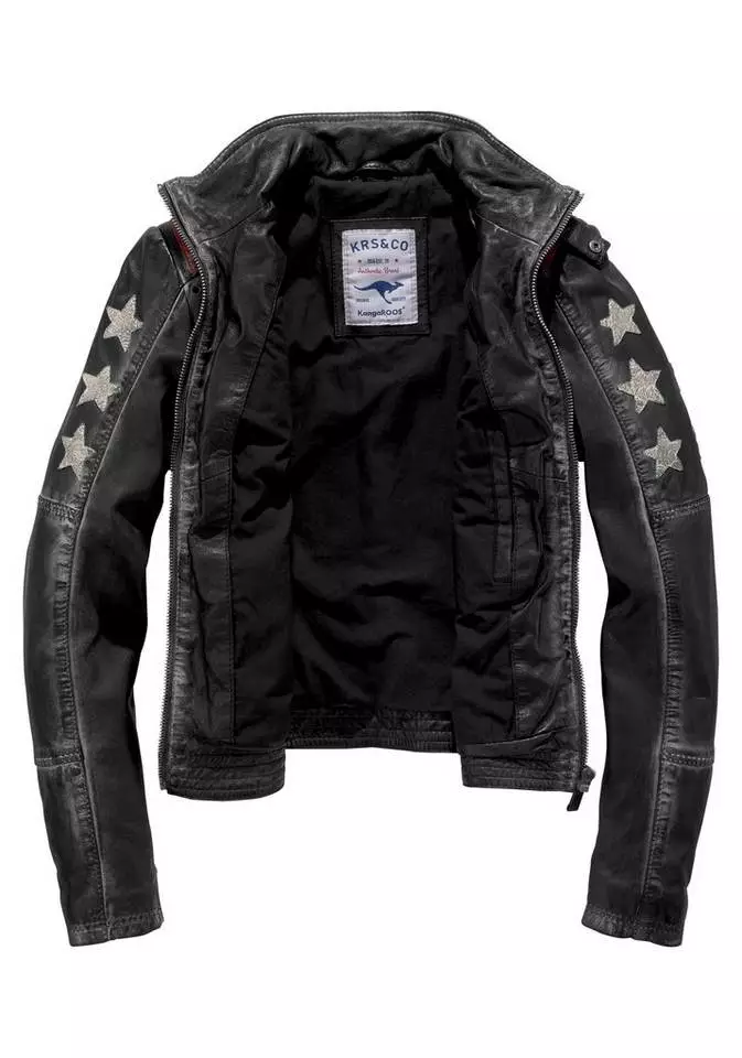 KangaROOS Bikerjacke mit vielen Ösen, Zippern und aufgenähten Sternen Black-used, Blue-used 6 KangaROOS Bikerjacke mit vielen Ösen, Zippern und aufgenähten Sternen Black-used, Blue-used – Bild 6