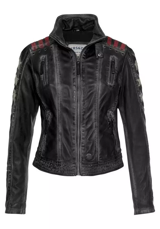 KangaROOS Bikerjacke mit vielen Ösen, Zippern und aufgenähten Sternen Black-used, Blue-used 5 KangaROOS Bikerjacke mit vielen Ösen, Zippern und aufgenähten Sternen Black-used, Blue-used – Bild 5