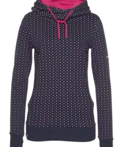 KangaROOS Kapuzensweatshirt mit überlappendem Kapuzen-Kragen Beere-bedruckt, Schwarz-gepunktet, Marine-pink-gepunktet -KangaROOS Verkaufsladen 35886583