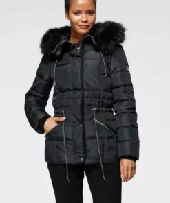 KangaROOS Outdoorjacke in Kurzform, mit abnehmbarem Fellimitat-Kragen an der Kapuze - NEUE KOLLEKTION Marine, Schwarz, Rosa