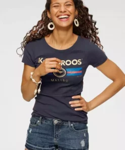 KangaROOS T-Shirt mit Label Metallic Print Hellgrau-meliert, Türkis, Schwarz, Marine -KangaROOS Verkaufsladen 36264504