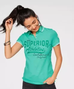 KangaROOS Poloshirt mit großem Frontdruck Schwarz-bedruckt-weiß-pink-royalblau, Marine, Grün-weiß