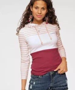 KangaROOS Kapuzenshirt in verspielter Ringel-Optik mit Colorblocking Design Schwarz-weiß-hellgrau, Weiß-marine-rauchblau, Coral-hellgrau-gestreift, Grün-marine-gestreift -KangaROOS Verkaufsladen 36266376