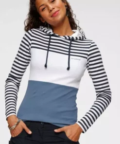 KangaROOS Kapuzenshirt in verspielter Ringel-Optik mit Colorblocking Design Schwarz-weiß-hellgrau, Weiß-marine-rauchblau, Coral-hellgrau-gestreift, Grün-marine-gestreift -KangaROOS Verkaufsladen 36267050