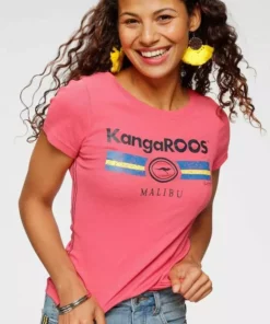 KangaROOS T-Shirt mit Label Metallic Print Hellgrau-meliert, Türkis, Schwarz, Marine -KangaROOS Verkaufsladen 36267197