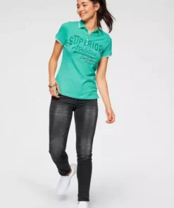 KangaROOS Poloshirt mit großem Frontdruck Schwarz-bedruckt-weiß-pink-royalblau, Marine, Grün-weiß -KangaROOS Verkaufsladen 36309546