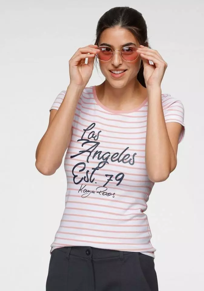 KangaROOS T-Shirt mit großem Logoschriftzug in Handschrift-Optik Marine-weiß, Weiß-rosa 1 KangaROOS T-Shirt mit großem Logoschriftzug in Handschrift-Optik Marine-weiß, Weiß-rosa