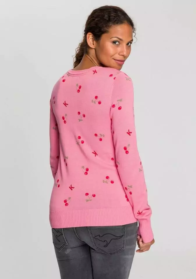 KangaROOS Strickpullover mit fruchtigem Kirschen-Druck Marine, Pink 2 KangaROOS Strickpullover mit fruchtigem Kirschen-Druck Marine, Pink – Bild 2