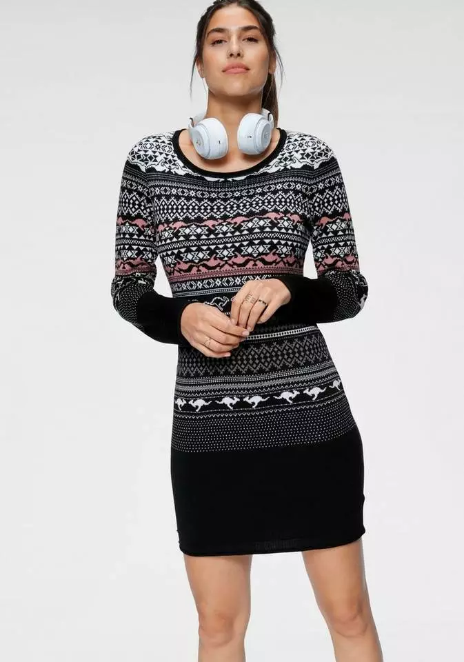 KangaROOS Strickkleid im kontrastreichen Norweger-Design Schwarz-weiß-gemustert, Blau-weiß-gemustert 7 KangaROOS Strickkleid im kontrastreichen Norweger-Design Schwarz-weiß-gemustert, Blau-weiß-gemustert – Bild 7